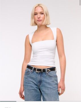 Abercrombie & Fitch White Square-Strap Tank Top— The A&F Ava Top